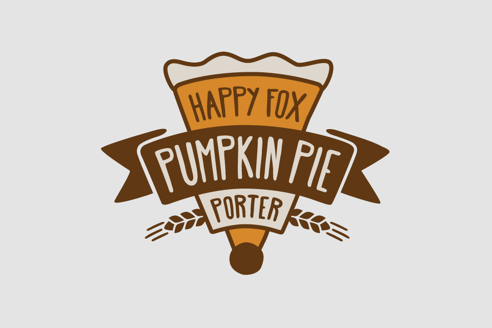 Pie Logo - Happy Fox Pumpkin Pie Porter Beer Type Logo Design