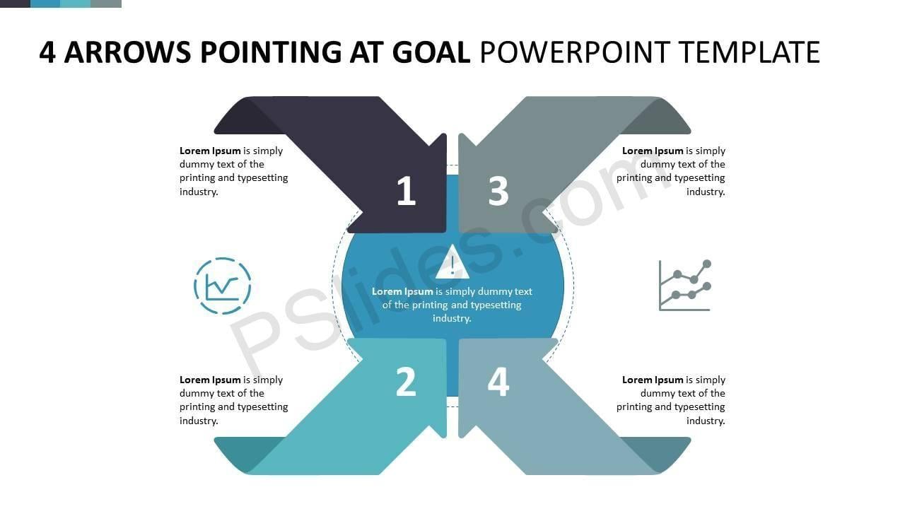 4 Arrows Pointing in Logo - 4 Arrows Pointing at Goal PowerPoint Template | PowerPoint Diagrams ...