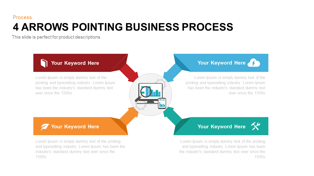 4 Arrows Pointing in Logo - 4 Arrows Pointing Business Process PowerPoint Template - Slidebazaar