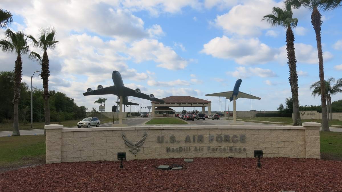 MacDill Air Force Base Logo - MacDill's main gate closed to traffic; FAA restricts flights over base
