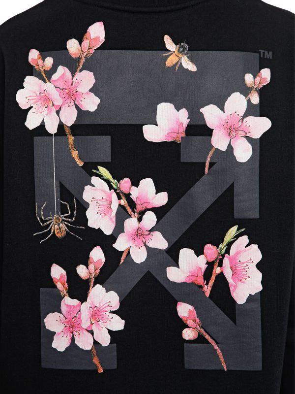 Flower Off White Virgil Logo - Off White C O Virgil Abloh Cherry Blossom Cotton Jersey Sweatshirt