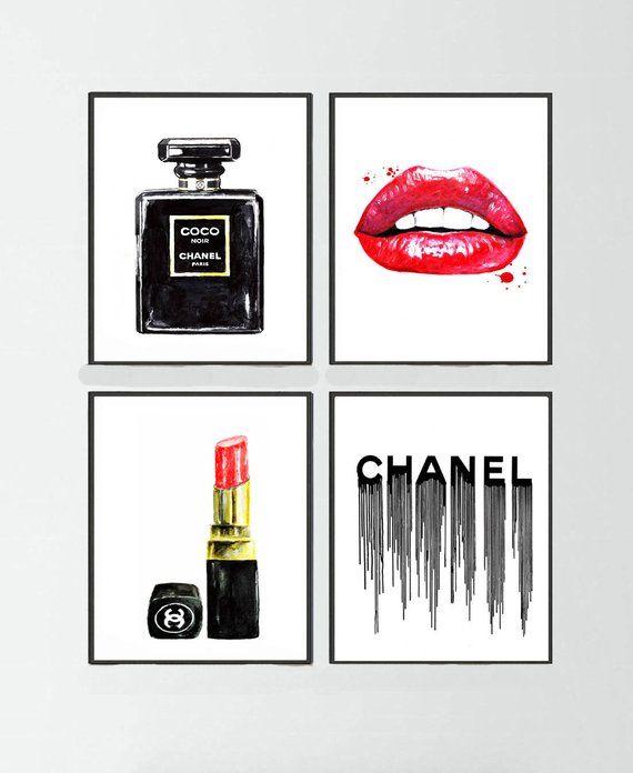 Chanel Perfume Number Logo - Chanel Noir perfume Set of 4 Chanel lipstick Chanel logo