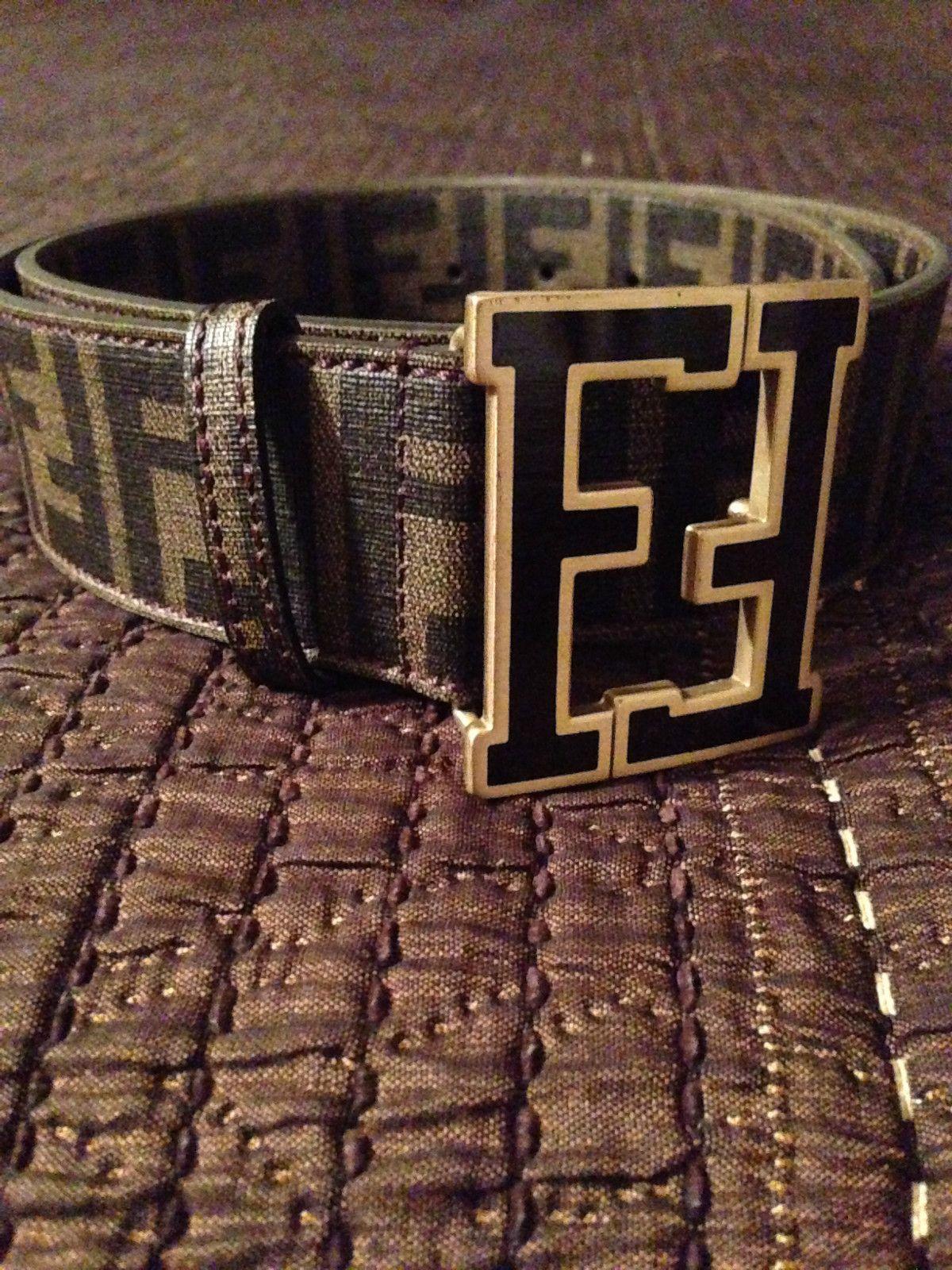 Fendi F Logo - Fendi Belt Men's Pre Owned Double F Logo Buckle Brown & Black