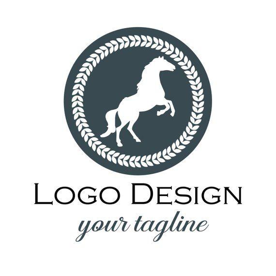 White Blue Horse Logo - DIGITAL Custom Logo design horse logo blue navy horse Logo
