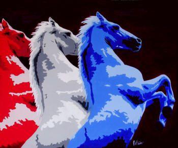 White Blue Horse Logo - Blue Horse Art