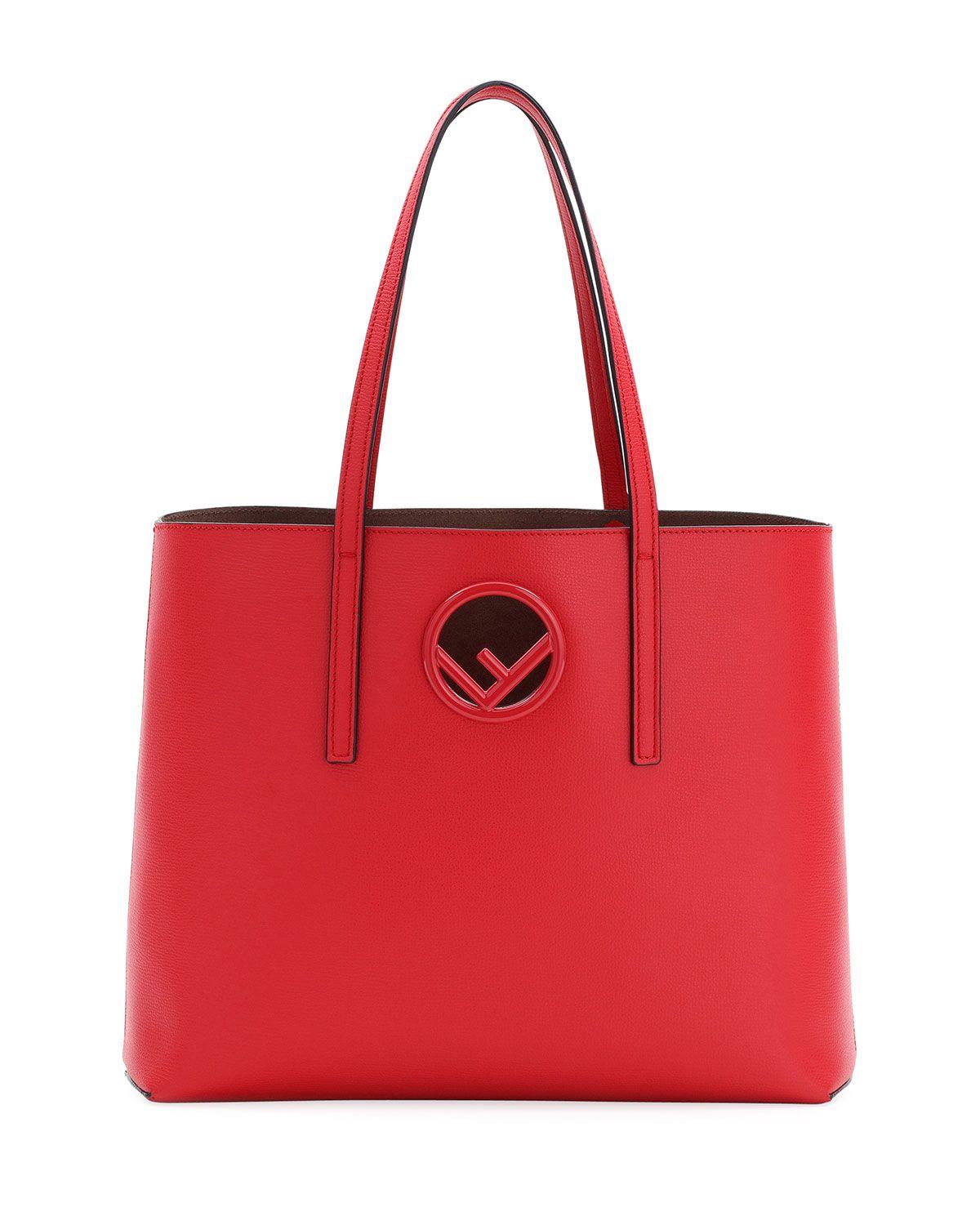Fendi F Logo - Fendi F Logo Calf Leather Shopping Tote Bag | Neiman Marcus