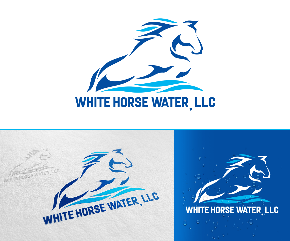 White Blue Horse Logo - Masculine, Bold, It Company Logo Design for White Horse Water, LLC ...