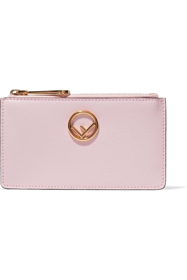 Fendi F Logo - Fendi Pink F Logo Leather Card Pouch Card Holder Wallet