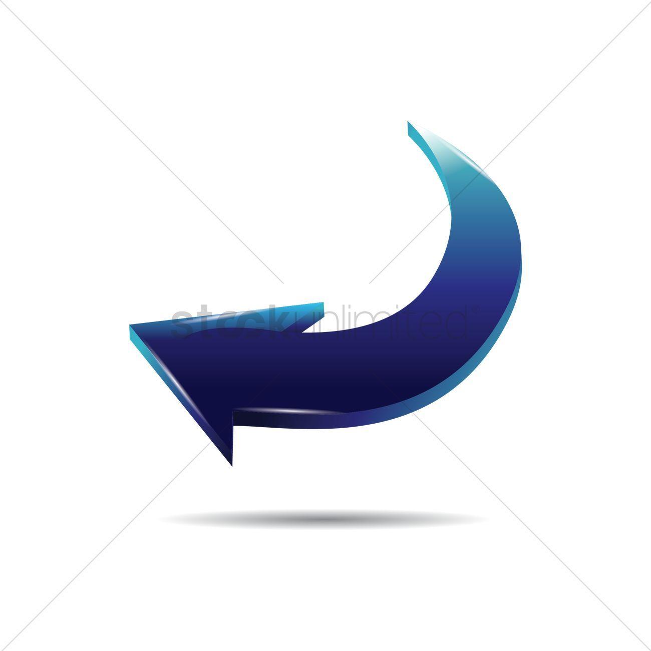 Curved Arrow Logo - 3D left curved arrow Vector Image