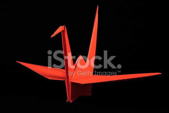 Black Red Crane Logo - Red Origami Crane on Black Background