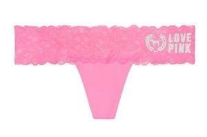 Victoria Secret Pink Glitter Logo - Victoria's Secret LOVE PINK Glitter Logo Lace Bright Pink Thong ...