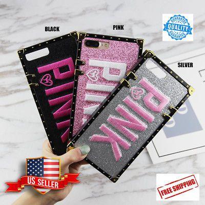 Victoria Secret Pink Glitter Logo - NEW VICTORIA'S SECRET PINK 3D Glitter IPhone Pink Black Phone Case 6