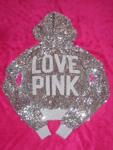 Victoria Secret Pink Glitter Logo - jacket, pink by victorias secret, glitter, sequins, bling