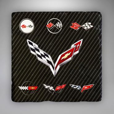 Corvette Generation Logo - Corvette Corvette 7 Generation Logos Design Stone Tile 4 “x 4” Black ...