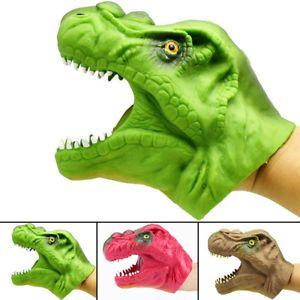 Red Dinosaur Head Logo - Kids Gift Toys Brown Green Red Dinosaur Hand Puppet Animal Head
