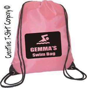 Pink Swimming Logo - PERSONALISED PINK SWIMMING DRAWSTRING BAG. GREAT LIFE GAURD OR FOR ...