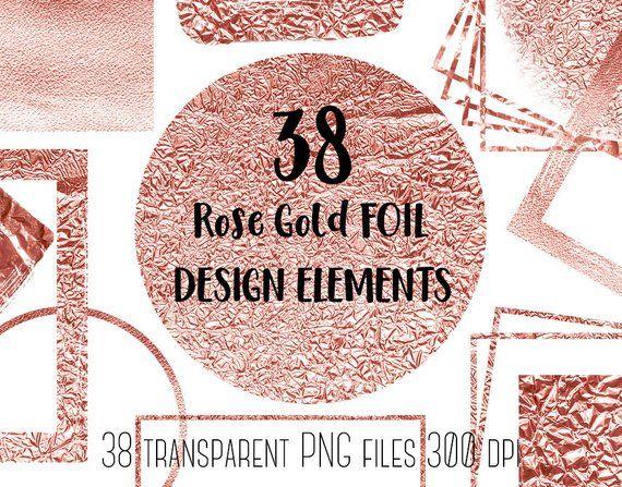 Gold Clip Art Logo - Rose gold design elements clipart Rose gold clip art Rose | Etsy