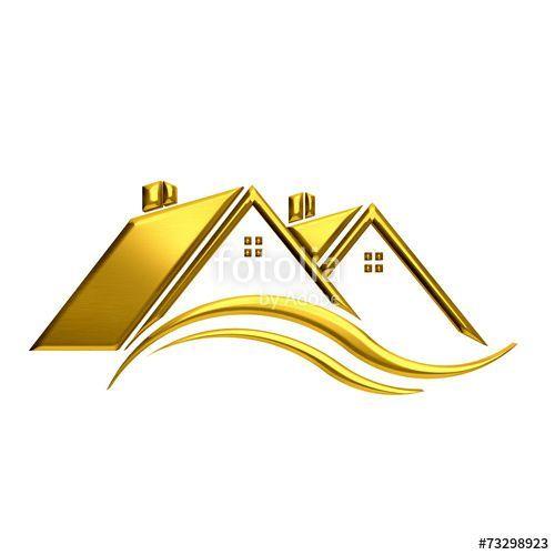 Gold Clip Art Logo - Golden houses real estate image.