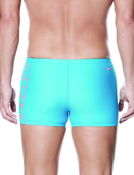 Light Blue Nike Logo - Nike Logo Square Leg Aquashort - Light Blue Fury | Dolphin Swimware