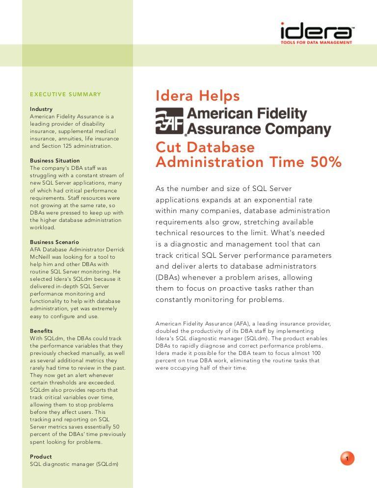 American Fidelity Assurance Logo - Idera Helps American Fidelity Assurance Cut Database Administration T