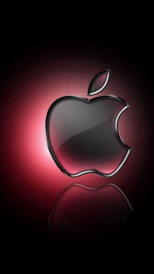 Red White Blue Apple Logo - iPhone 5 HQ Wallpapers: Glass Apple Logo With Red Glow iPhone 5 HQ ...