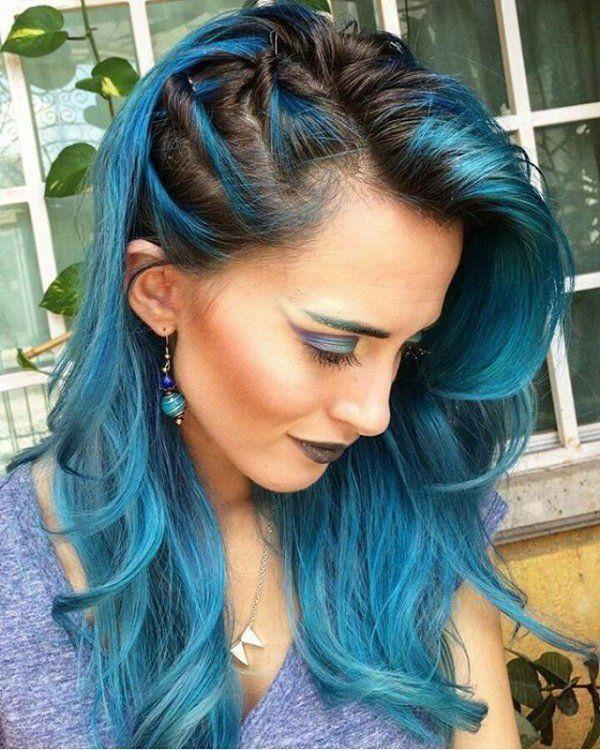 Woman with Blue Hair Logo - Daring Blue Hair Color For Edgy Women