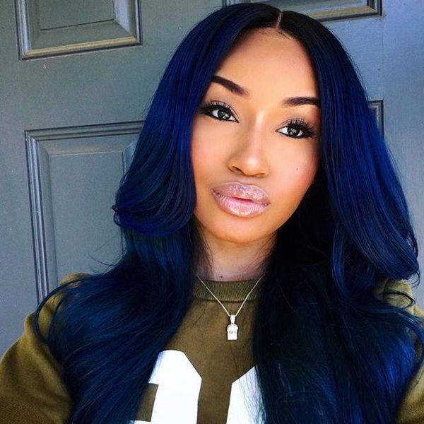 Woman with Blue Hair Logo - Blue Black Hair Color Ideas, Best blue highlights in black hair