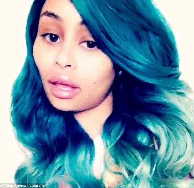 Woman with Blue Hair Logo - Blac Chyna shows off her new aqua blue hair colour on Instagram