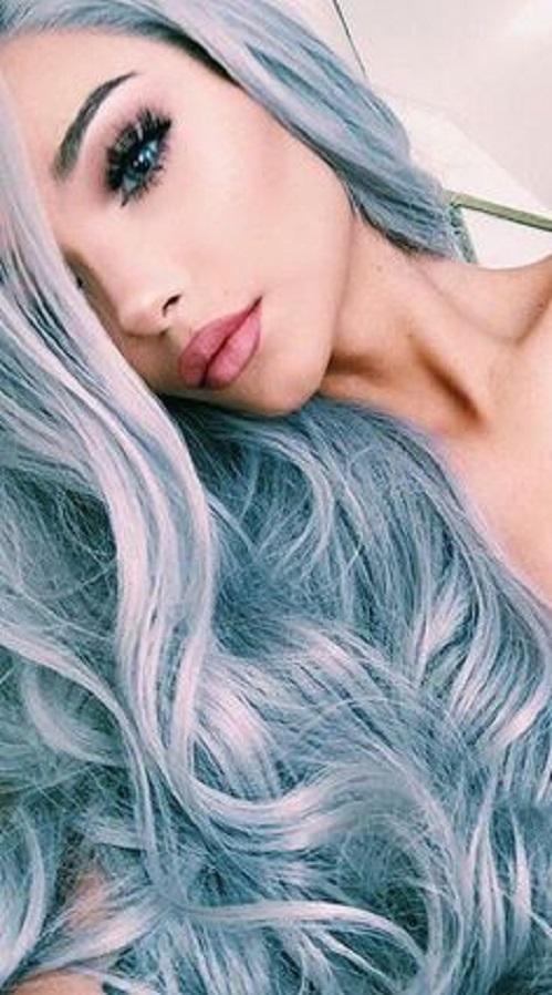 Woman with Blue Hair Logo - Women Grey Blue Hair Color Trends 18