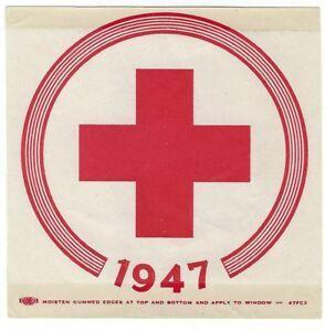 Vintage Red Cross Logo - Original Vintage Red Cross Window Decal 1947 4x4