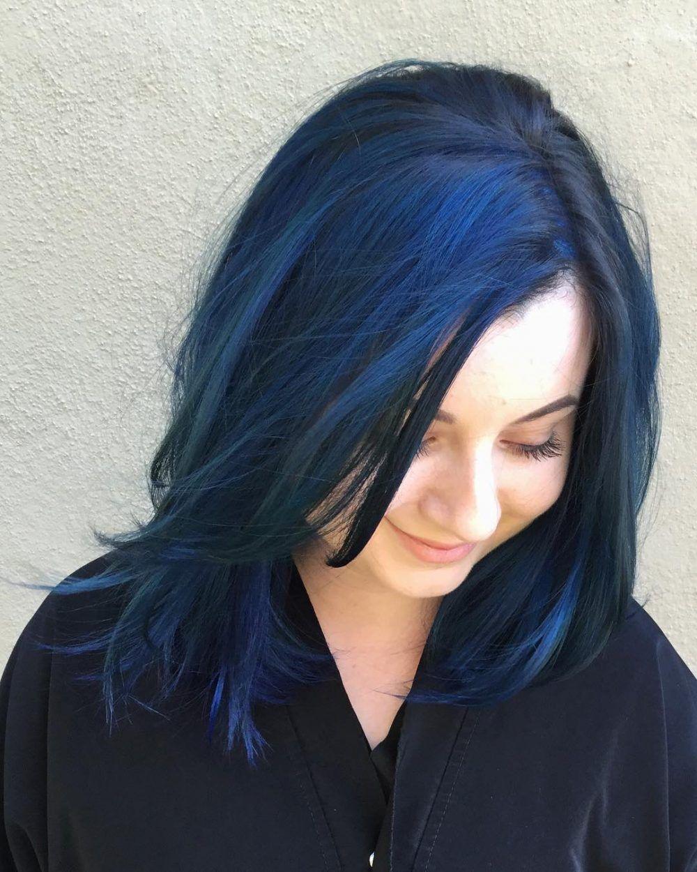 Woman with Blue Hair Logo - 16 Most Amazing Blue Black Hair Color Looks of 2019