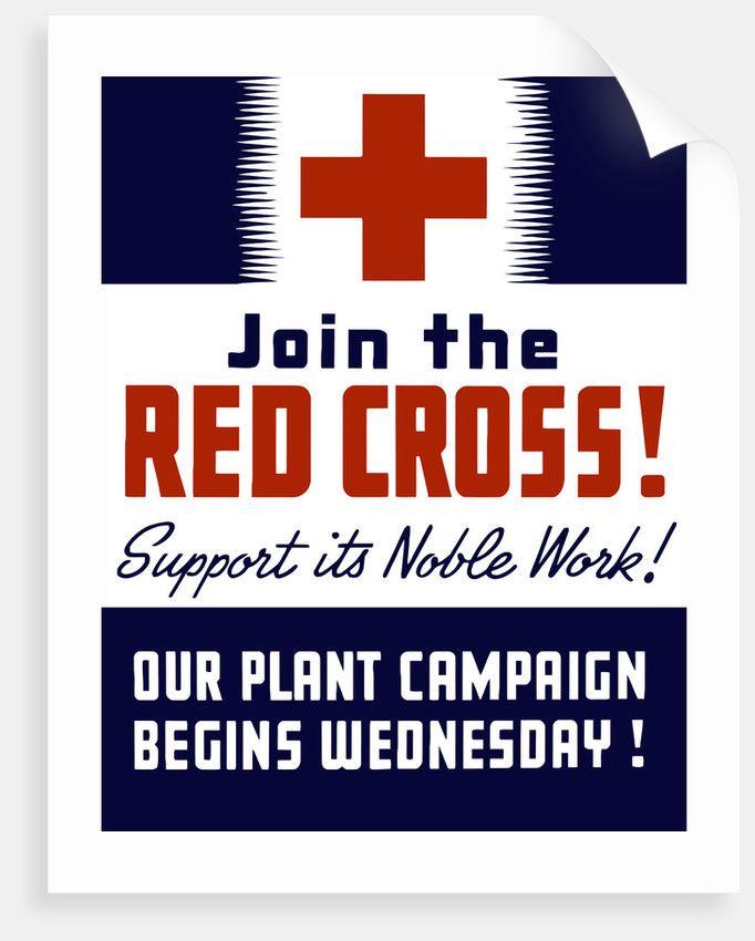 Vintage Red Cross Logo - Vintage World War II propaganda poster featuring a Red Cross ...