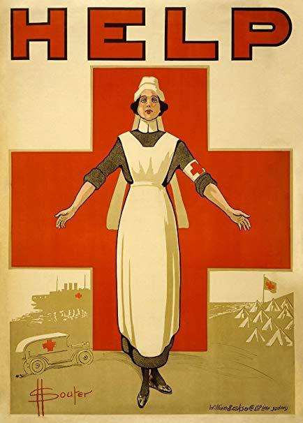 Vintage Red Cross Logo - Vintage British WW1 1914-18 Nursing HELP THE RED CROSS 250gsm Gloss ...