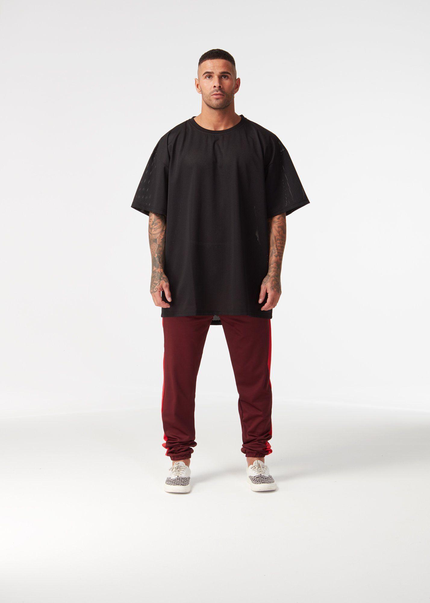 Burgundy with Red Stripe Logo - HERA TRACKPANTS / RED STRIPE