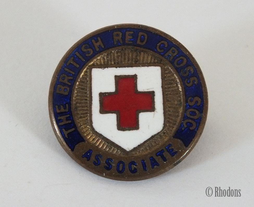 Vintage Red Cross Logo - British Red Cross Society Associate Enamel Lapel Pin Badge. Vintage