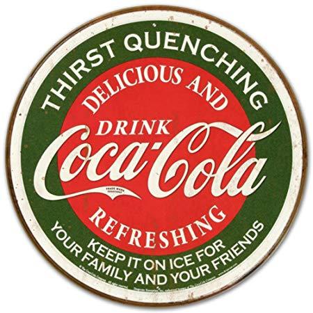 Red and Green Round Logo - Coca Cola Coke Logo Thirst Quenching Green Round Distressed Retro ...