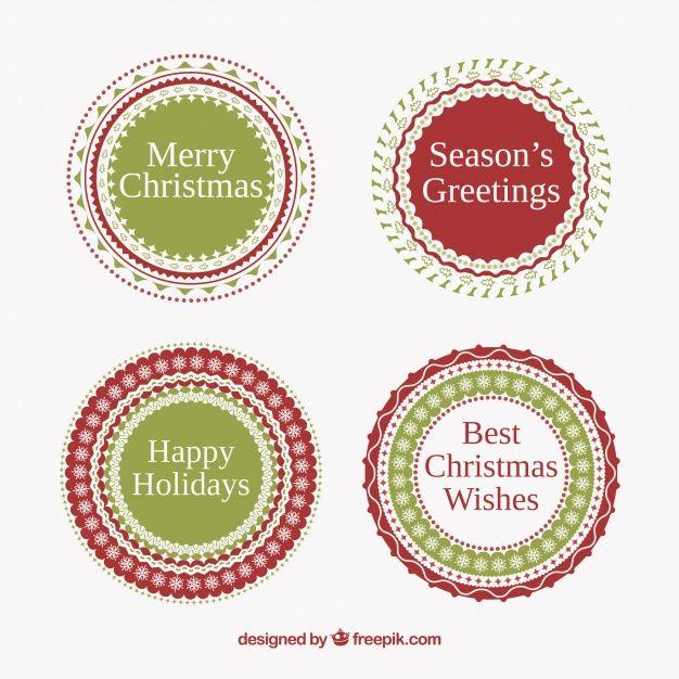 Red and Green Round Logo - Red and green round christmas stickers Vector