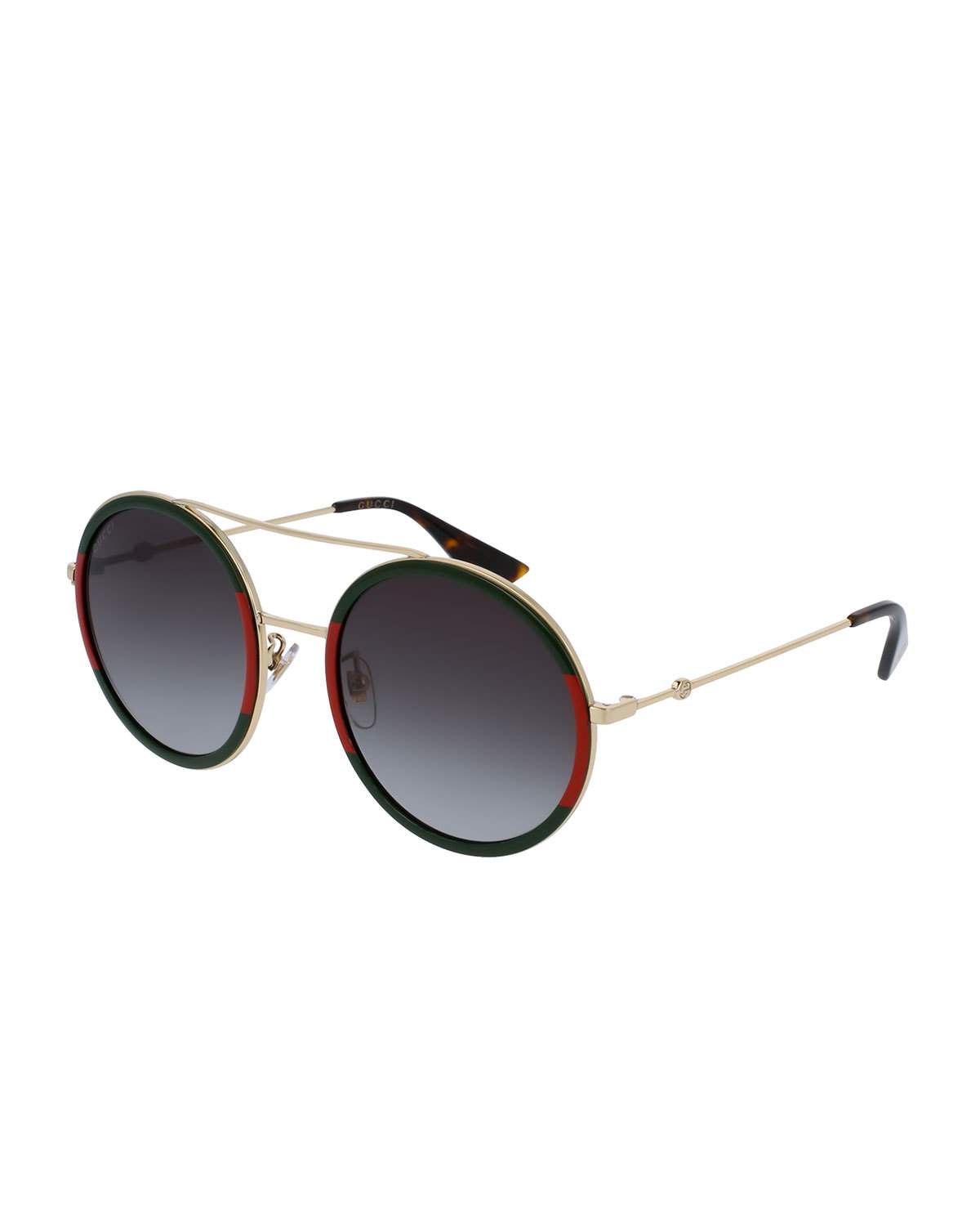 Red and Green Round Logo - Gucci Web Round Sunglasses, Green/Red/Green | Neiman Marcus
