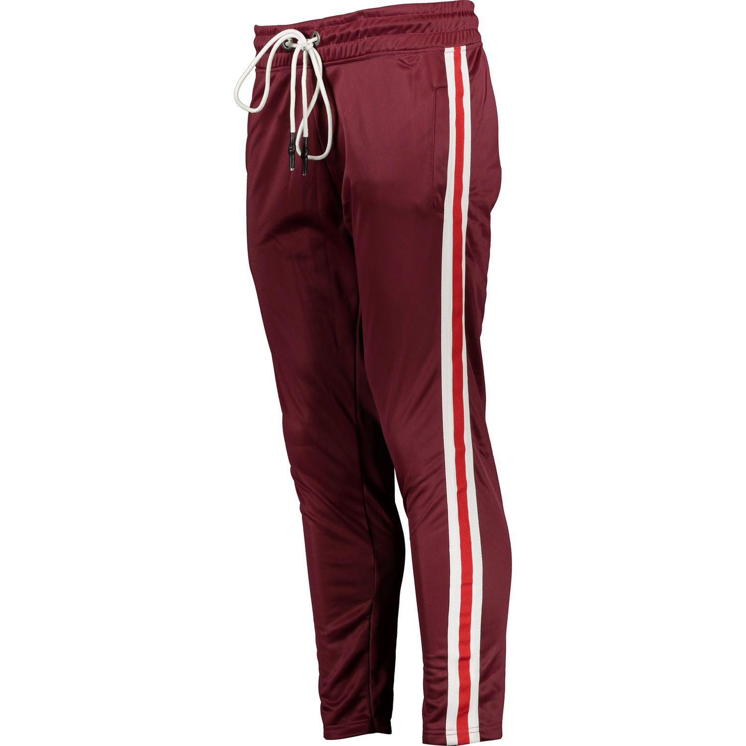 Burgundy with Red Stripe Logo - Burgundy Red Stripe Joggers - Joggers - Clothing - Men - TK Maxx