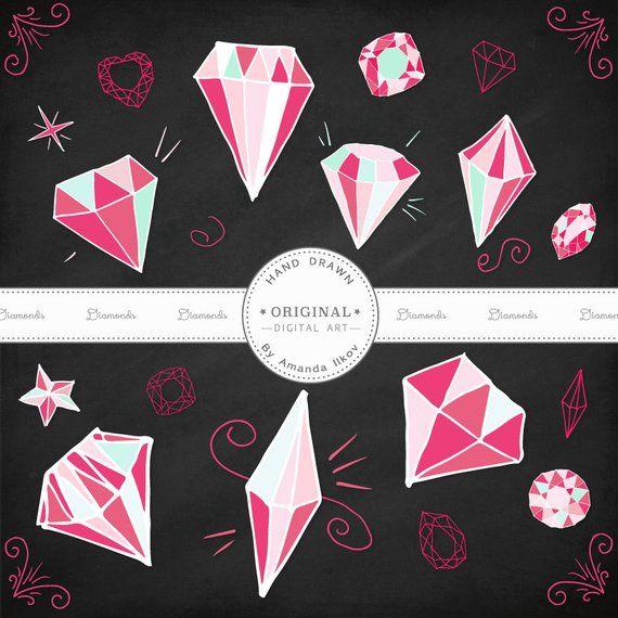 Pink Diamonds Logo - Premium Hand Drawn Diamond Clip Art, Diamond Vectors Diamonds