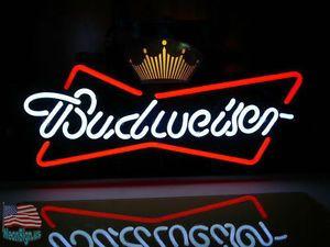 Crown Beer Logo - Budweiser Bud Light Crown Beer Lager Neon Sign 20''x16'' From USA