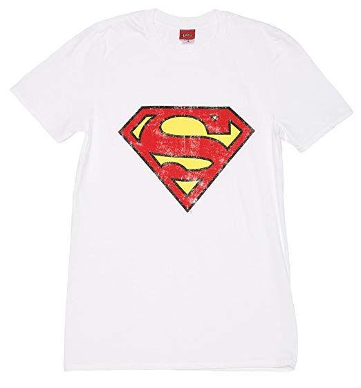 Red and White Superman Logo - Amazon.com: Mens White Distressed Superman Logo T Shirt - Superhero ...