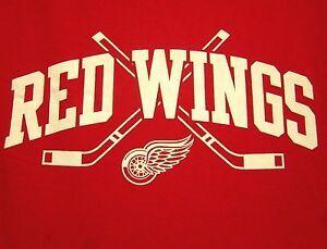 Small Red Wings Logo - DETROIT RED WINGS small tee Crossbones logo T shirt NHL hockey ...