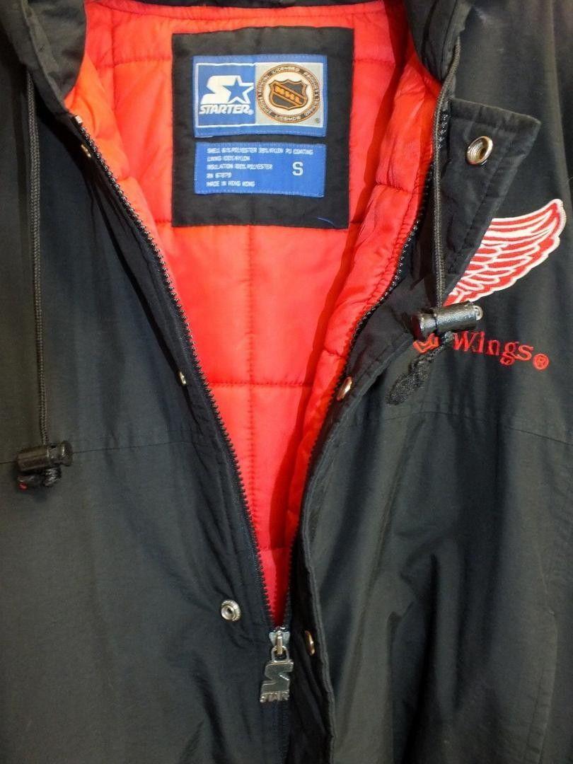 Small Red Wings Logo - DETROIT RED WINGS LOGO JACKET Black Water Resist Coat Winter Hood ...