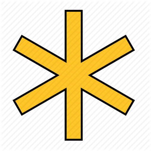 Yellow Asterisk Logo - Asterisk, shape, snow, snowflake, star, yellow icon