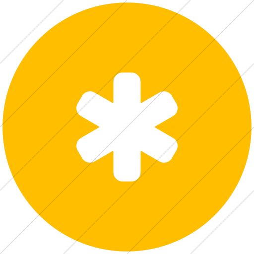 Yellow Asterisk Logo - IconsETC » Flat circle white on yellow bootstrap font awesome ...
