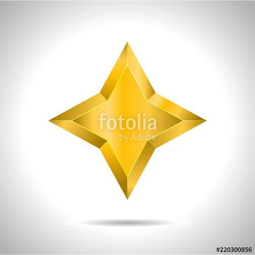 Yellow Asterisk Logo - Star Vector realistic metallic golden isolated yellow 3D
