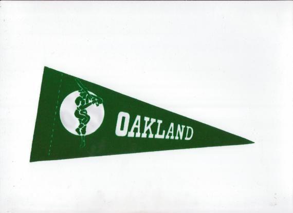 Pennant Green Corporate Logo - Vintage Baseball Pennant OAKLAND Green White 8 1/2 Inch Mini | Etsy