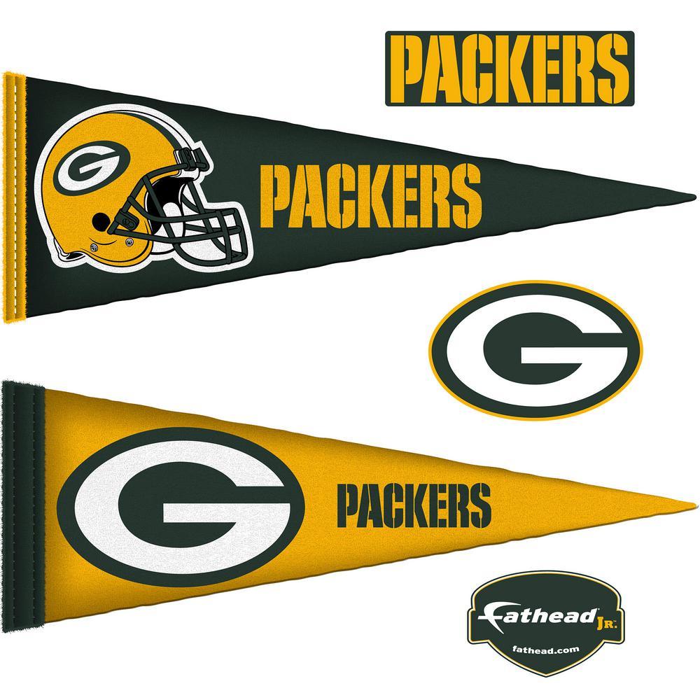 Pennant Green Corporate Logo - Fathead 14 in. H x 38 in. W Green Bay Packers Pennants JUNIOR Wall ...