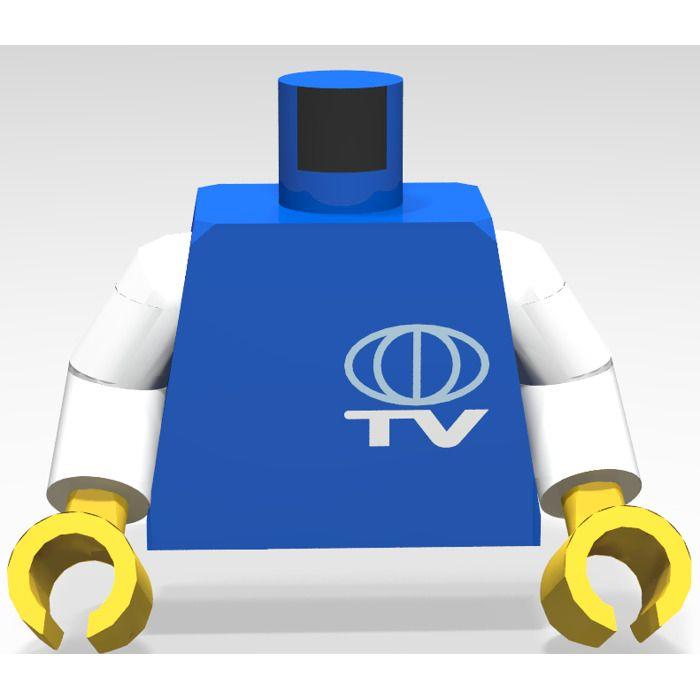 Hands -On Ball Logo - LEGO Blue Torso with TV logo with white arms and yellow hands